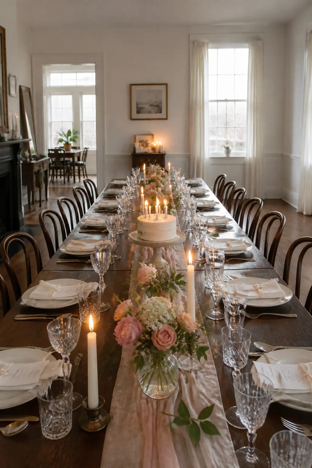 Long Table With Real Glassware
