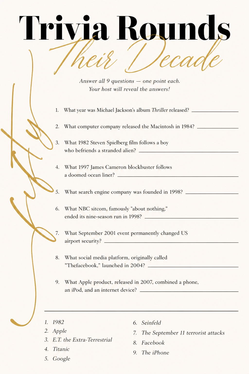 Trivia Rounds Their Decade printable