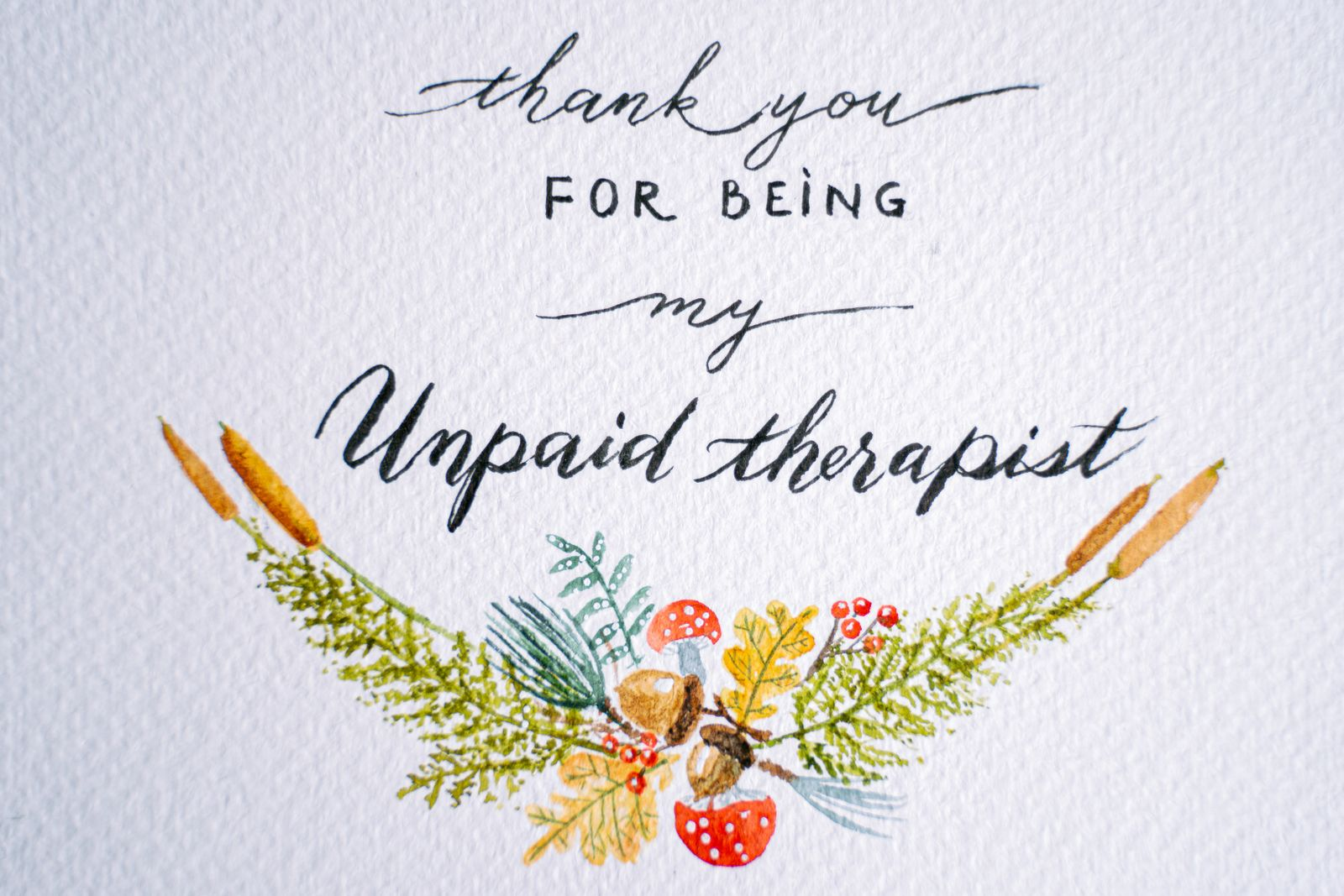 Artistic thank you card with a message and colorful botanical design.