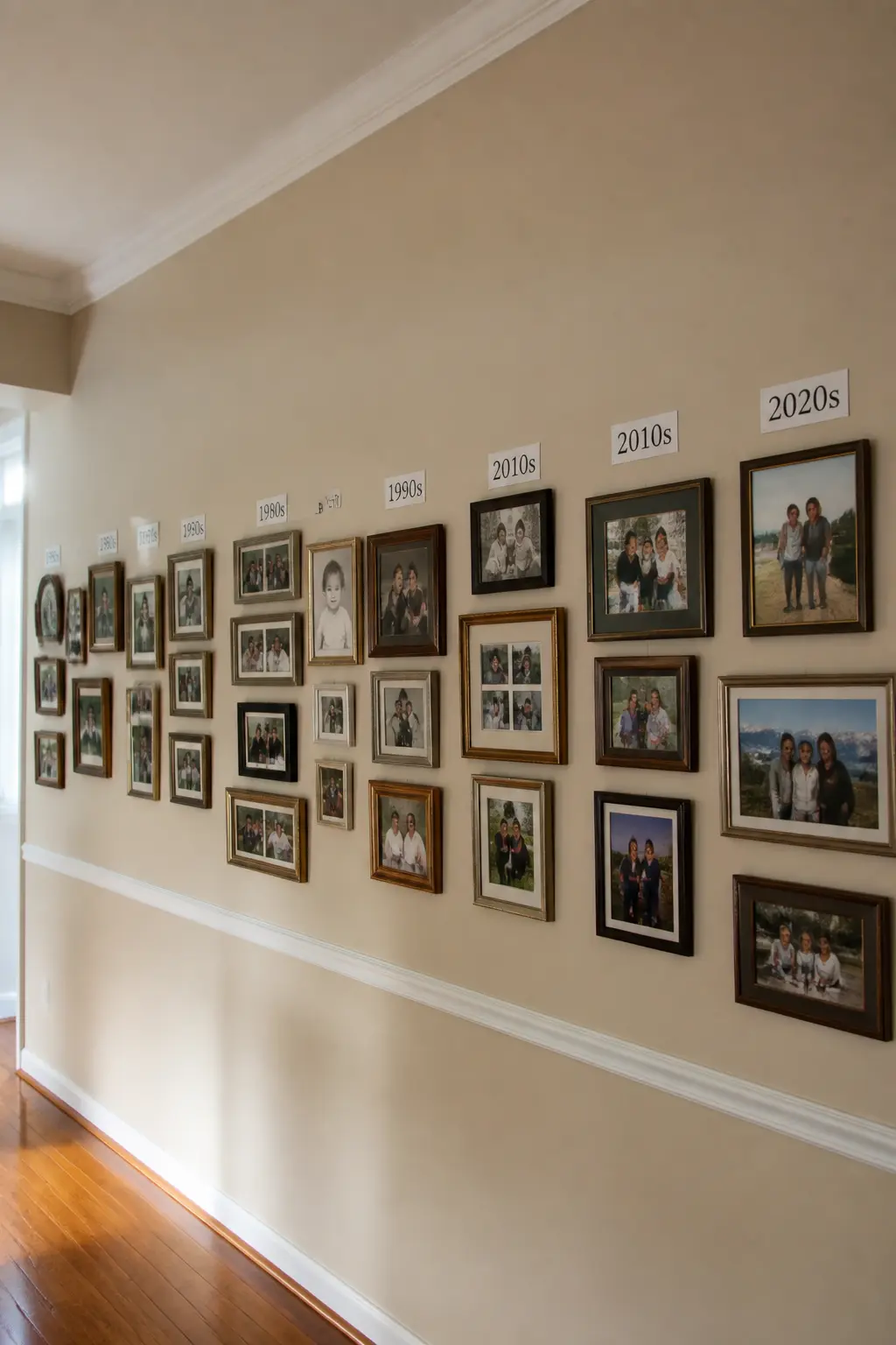 Photographs of Seventy Years Along One Wall