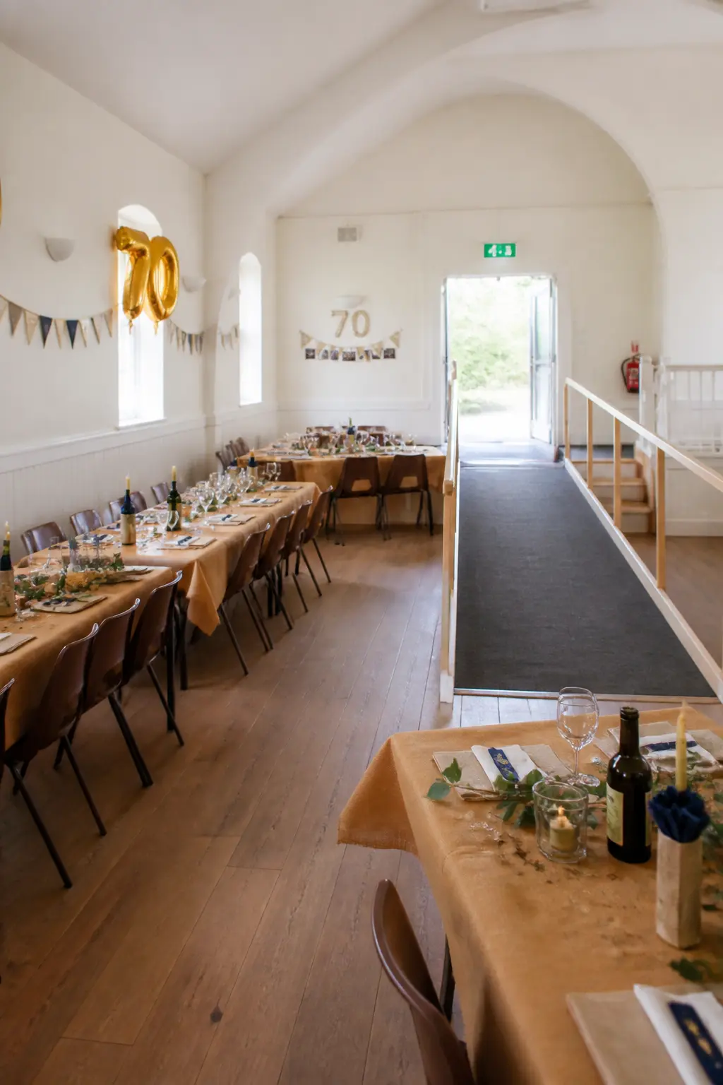 Village Hall With Long Tables and a Ramp