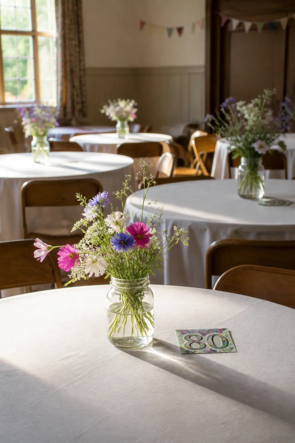 Garden Flowers in Jam Jars on Every Table