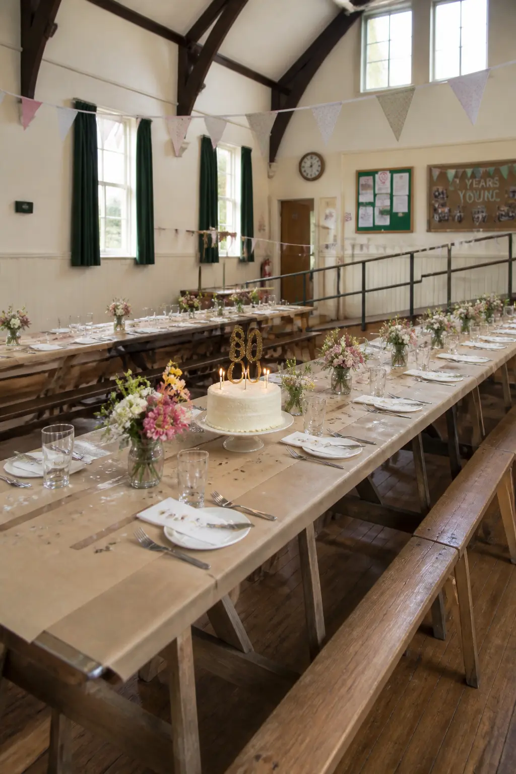 Village Hall With Long Tables and a Ramp