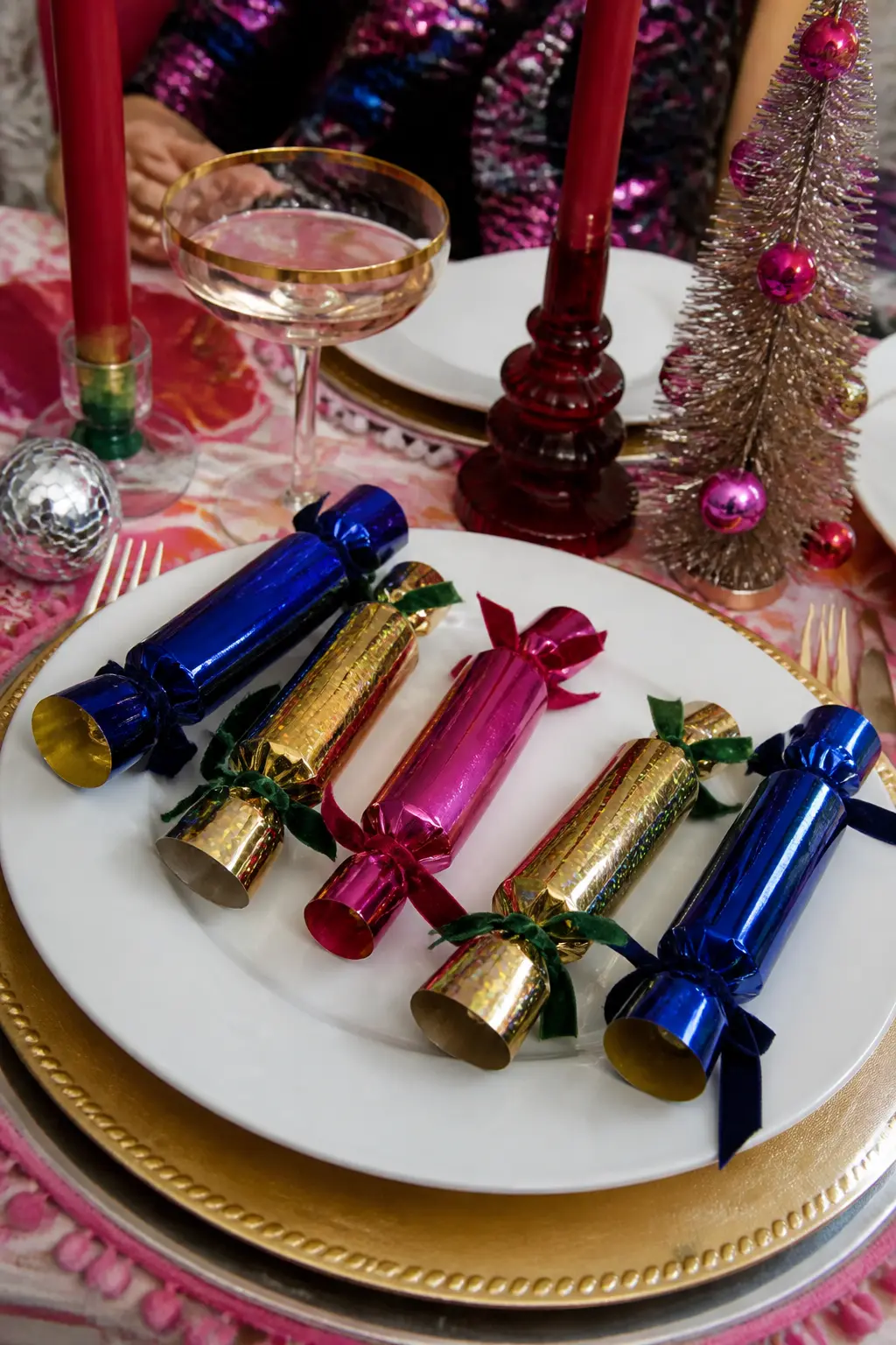Mini Christmas Cracker Favours — A Christmas cracker at each place setting, made or bought, with something more interesting inside than the usual paper crown