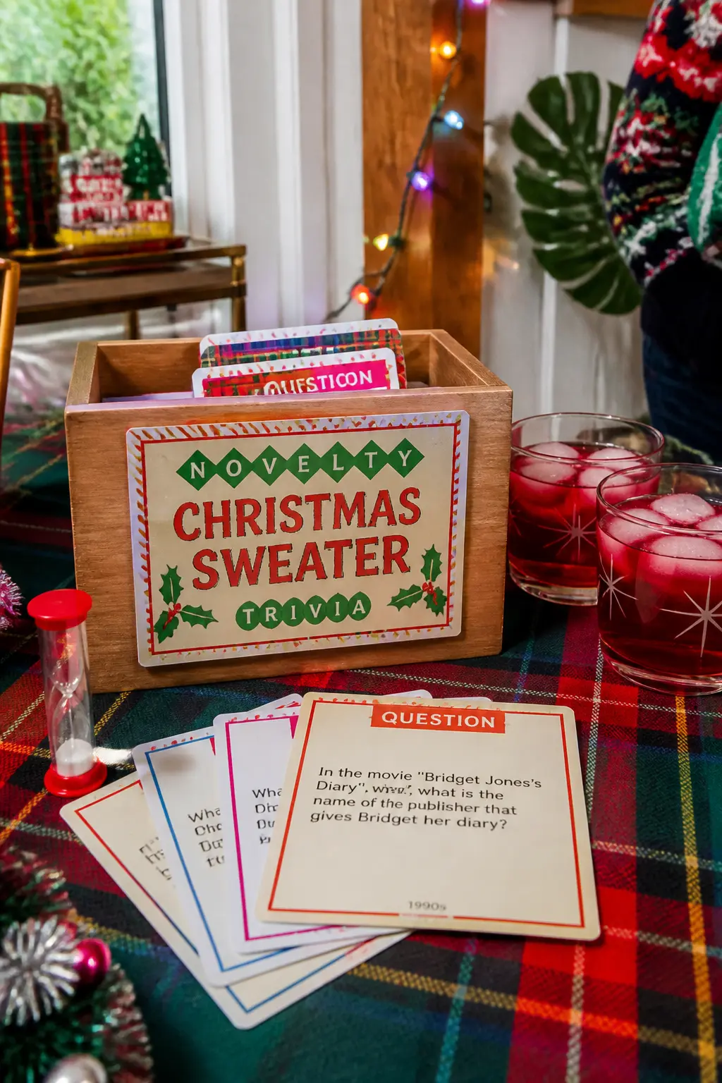 Novelty Christmas Sweater Trivia — A trivia game built entirely around 90s Christmas films, TV specials, and pop songs, played in teams of two or three, keeps