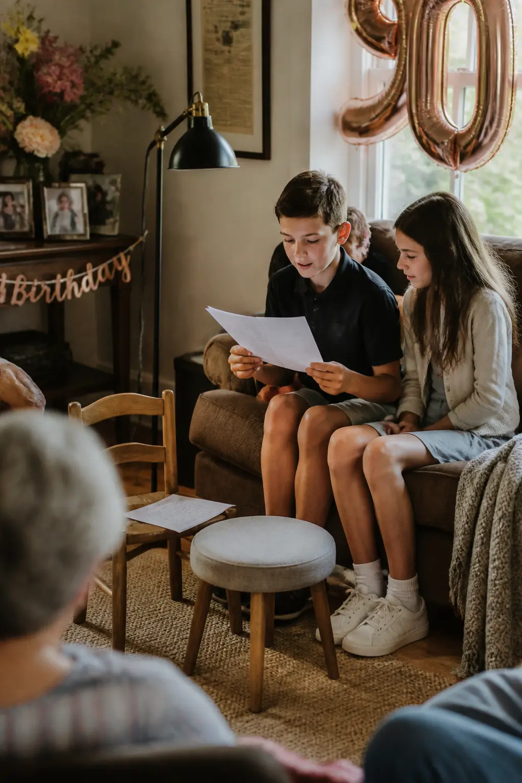 Great Grandchildren Reading Letters Aloud