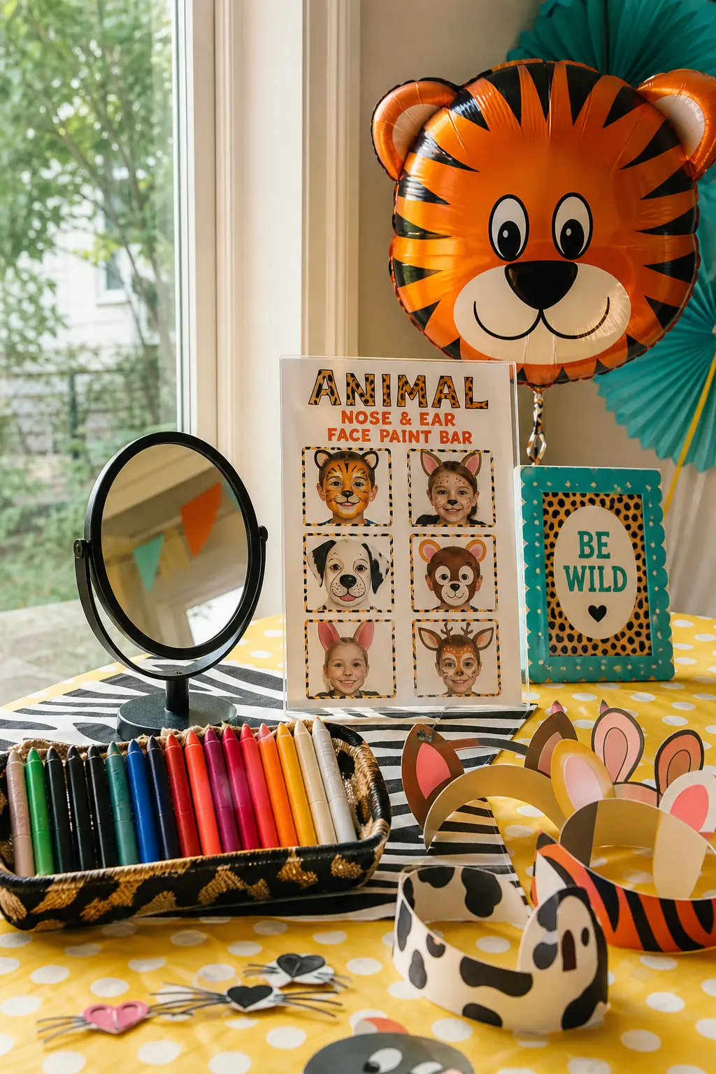 Animal Nose and Ear Face-Paint Bar — A small face-paint station does not need a professional artist. Party animals birthday for kids