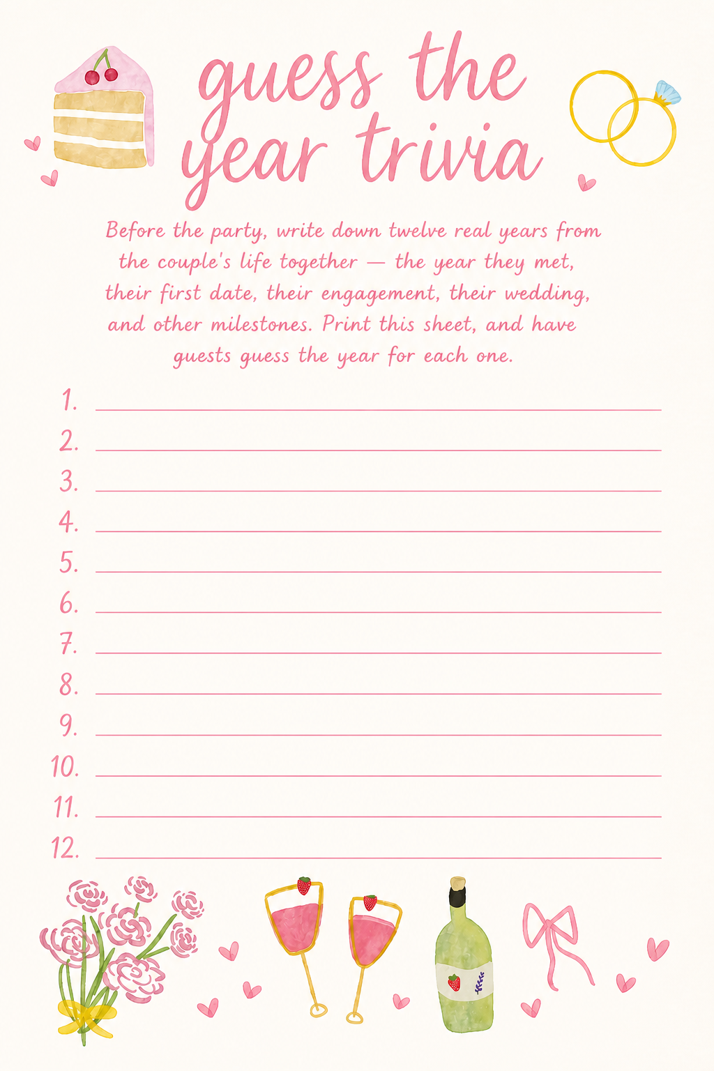 Guess the Year Trivia printable