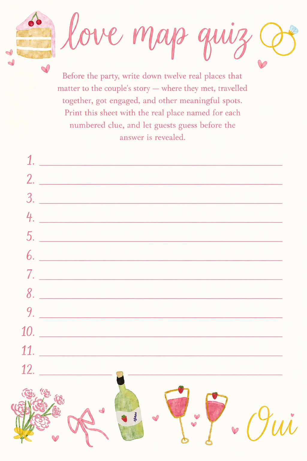 Love Map Quiz printable