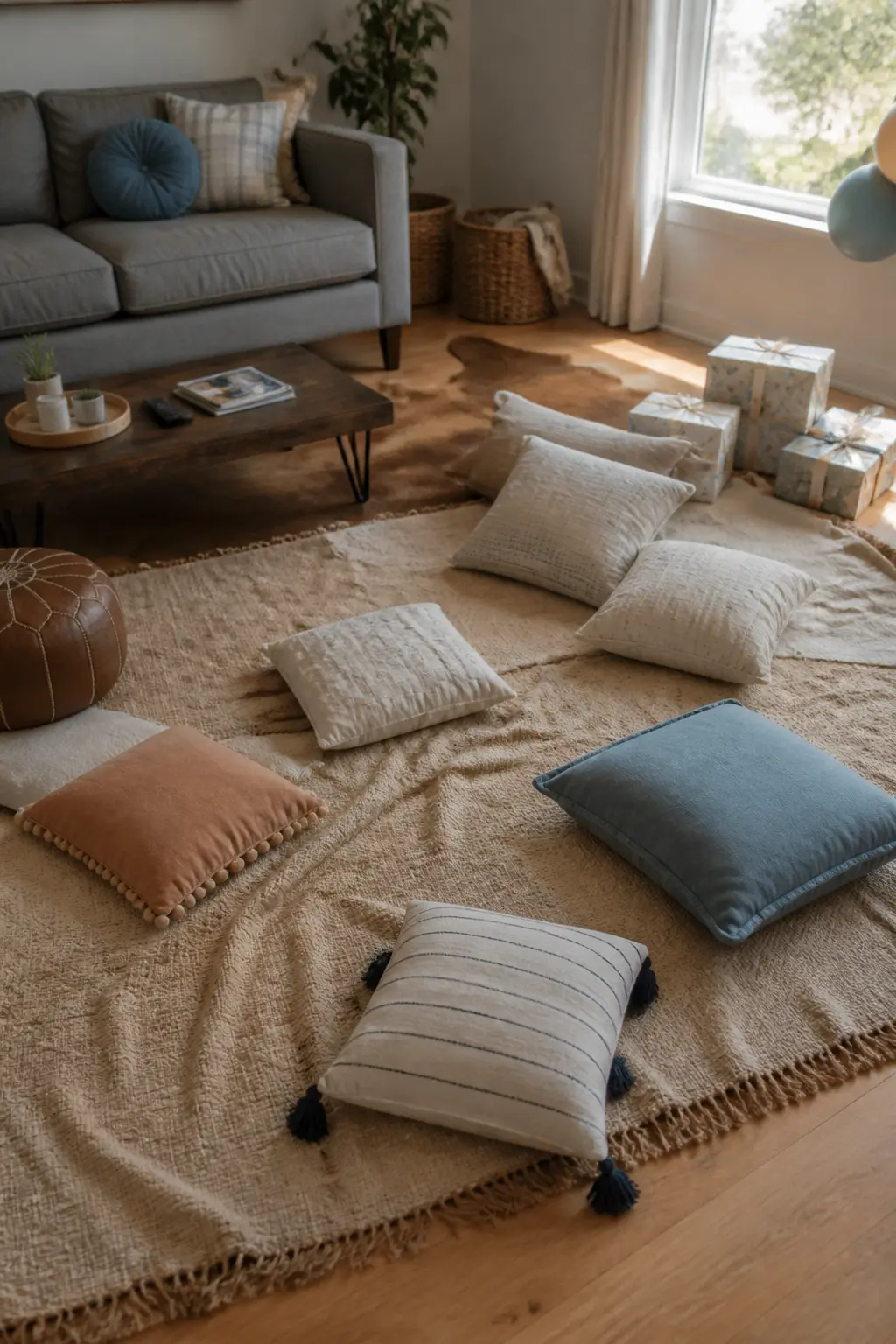 A Blanket on the Floor Instead of Chairs