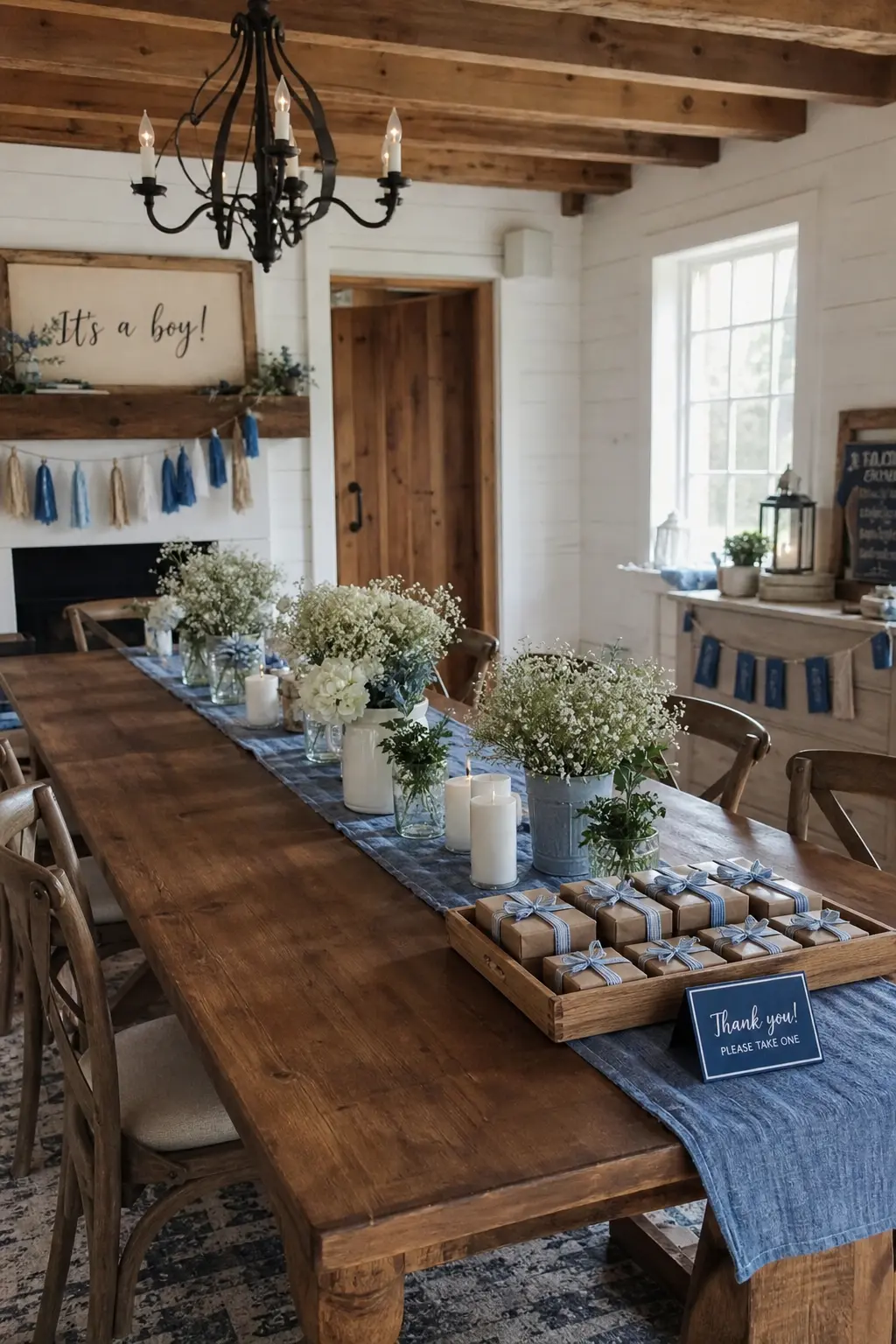 Denim Blue Paired With Natural Wood Tones