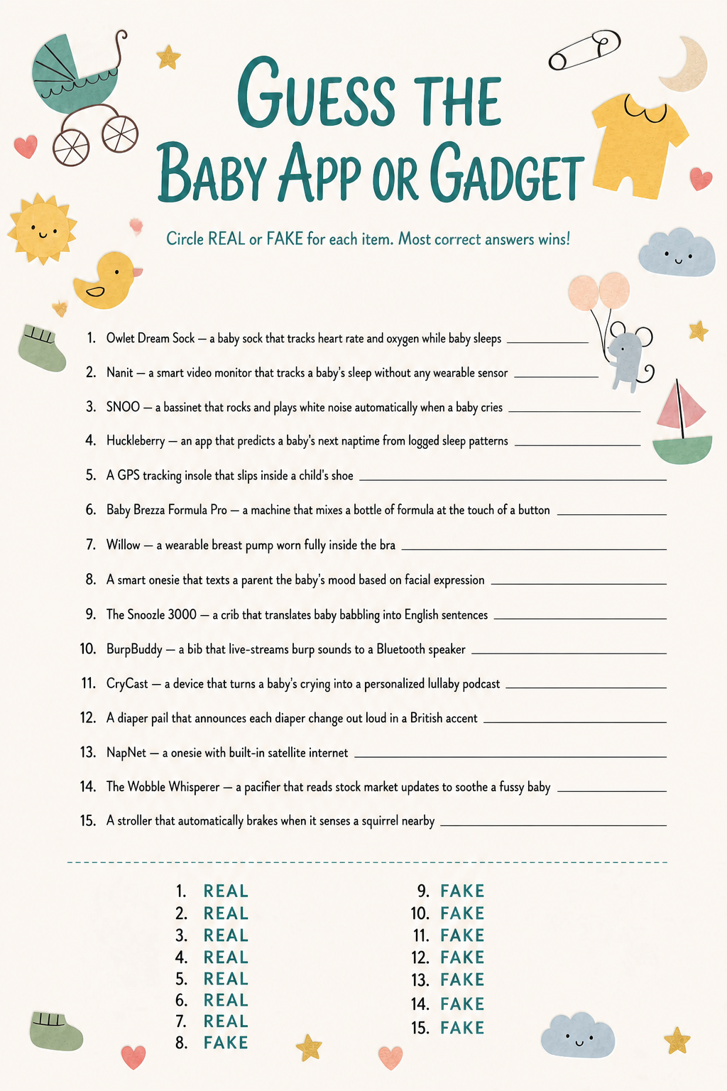 Guess the Baby App or Gadget printable