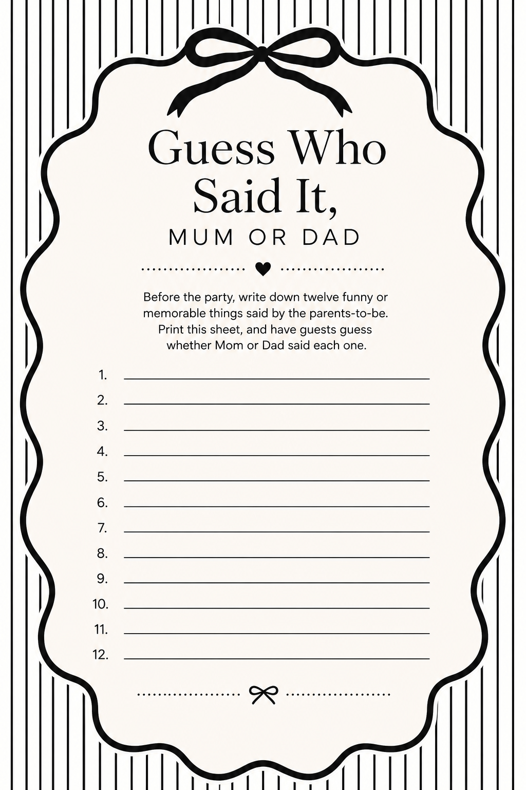 Guess Who Said It, Mum or Dad printable