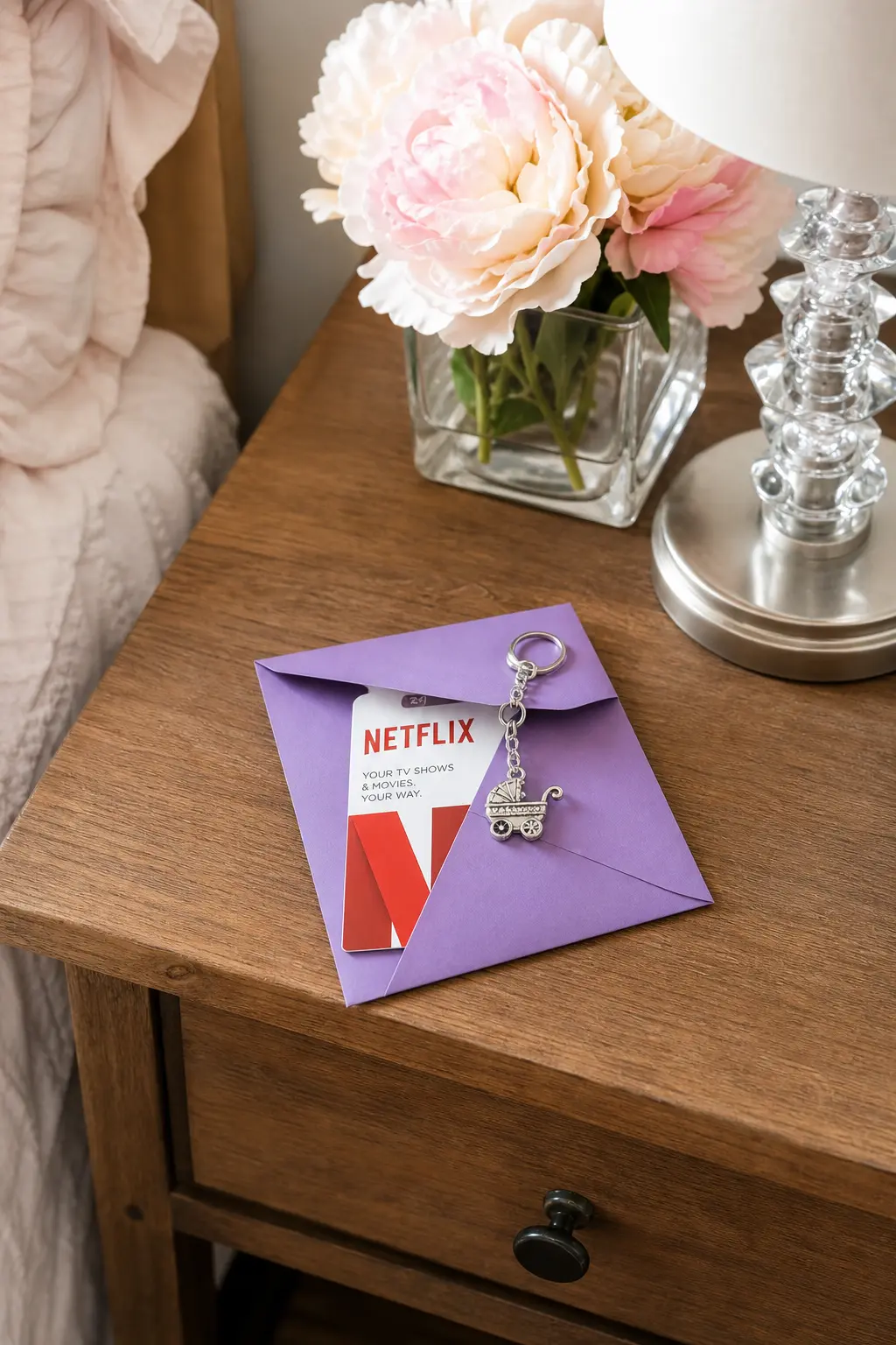 Streaming Gift Card on a Charm Keychain — A small streaming or music gift card taped to an inexpensive charm keychain gives a teenager something to actually