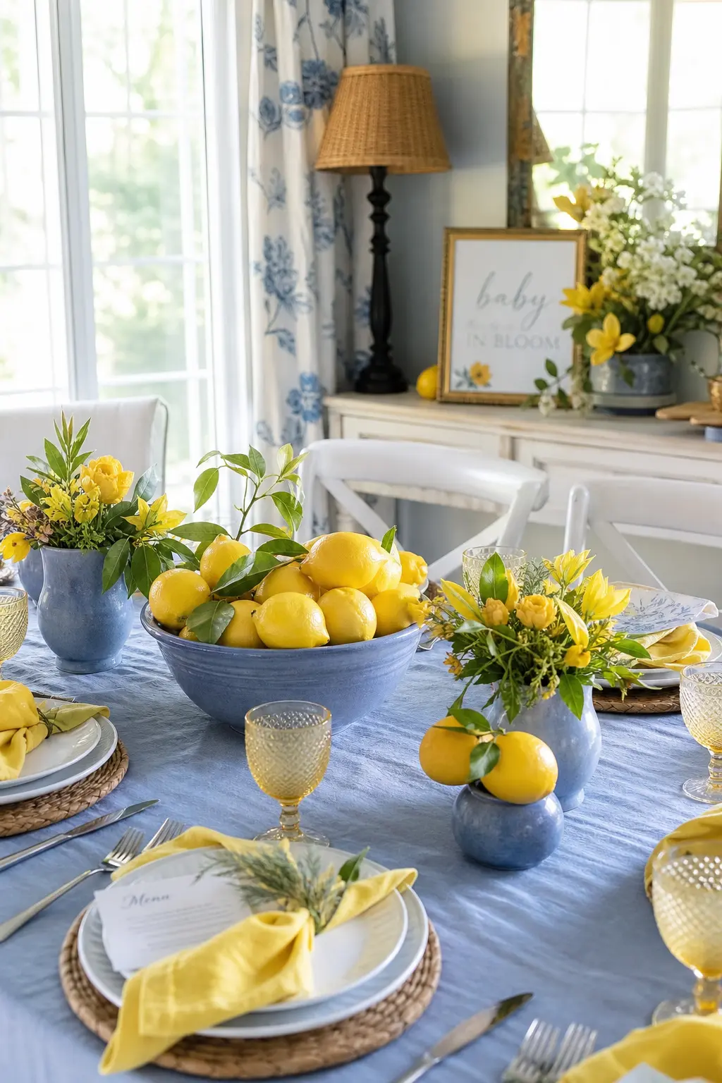 Citrus Dusty Blue and Yellow