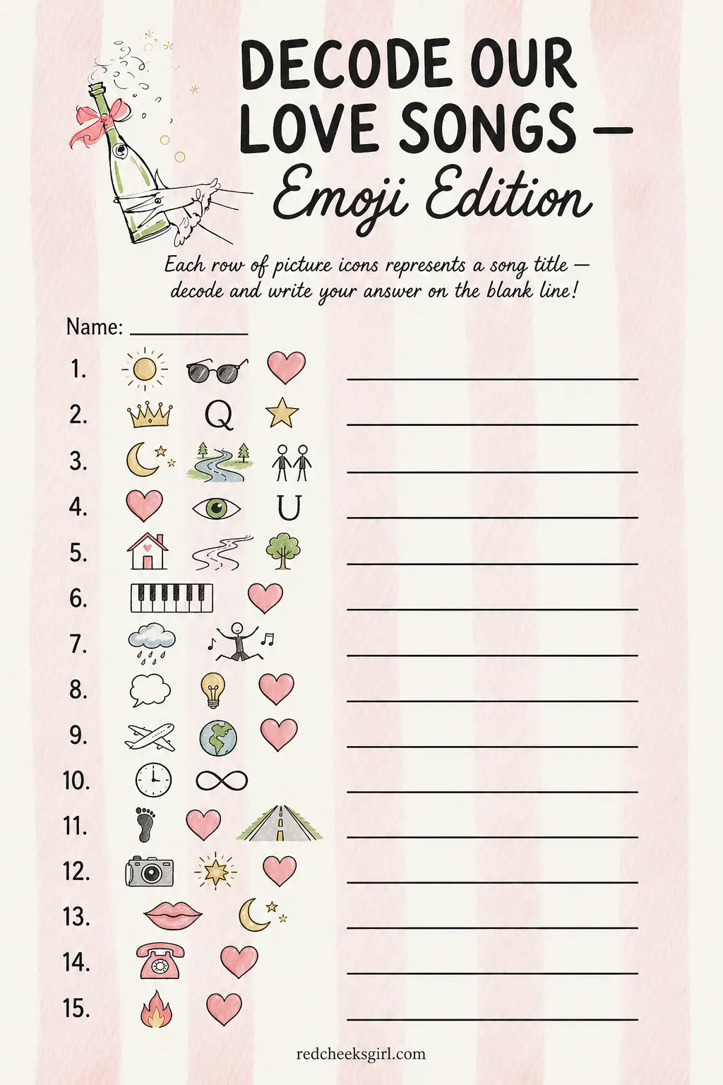 Decode Our Love Songs – Emoji Edition printable