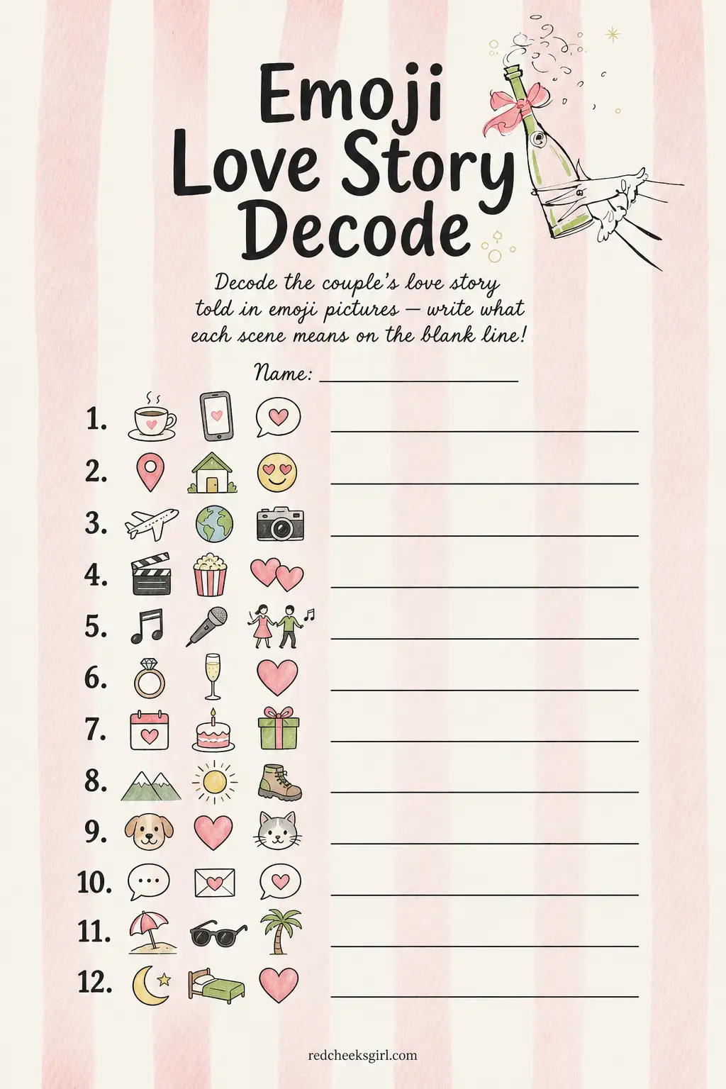 Emoji Love Story Decode printable