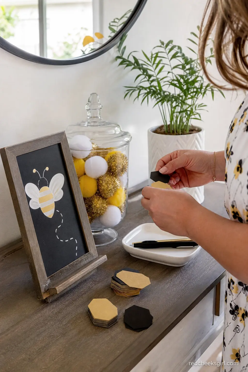 What Will It Bee Voting Station — A small station where guests drop a token into a jar to guess the baby's gender works whether or not the parents already