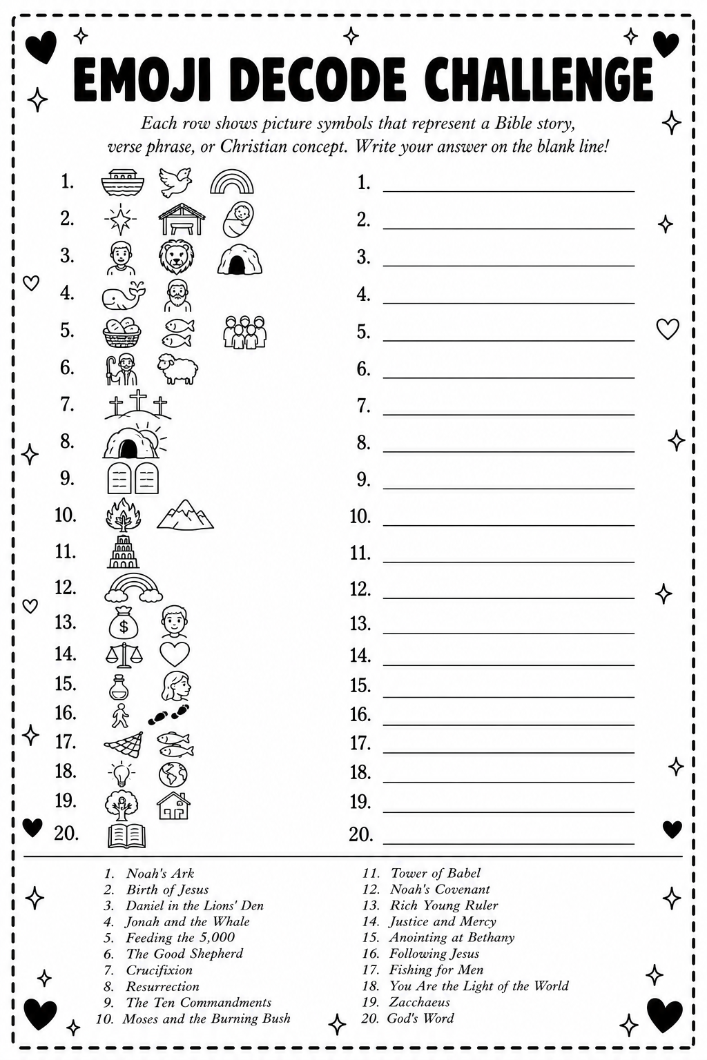 Emoji Decode Challenge printable