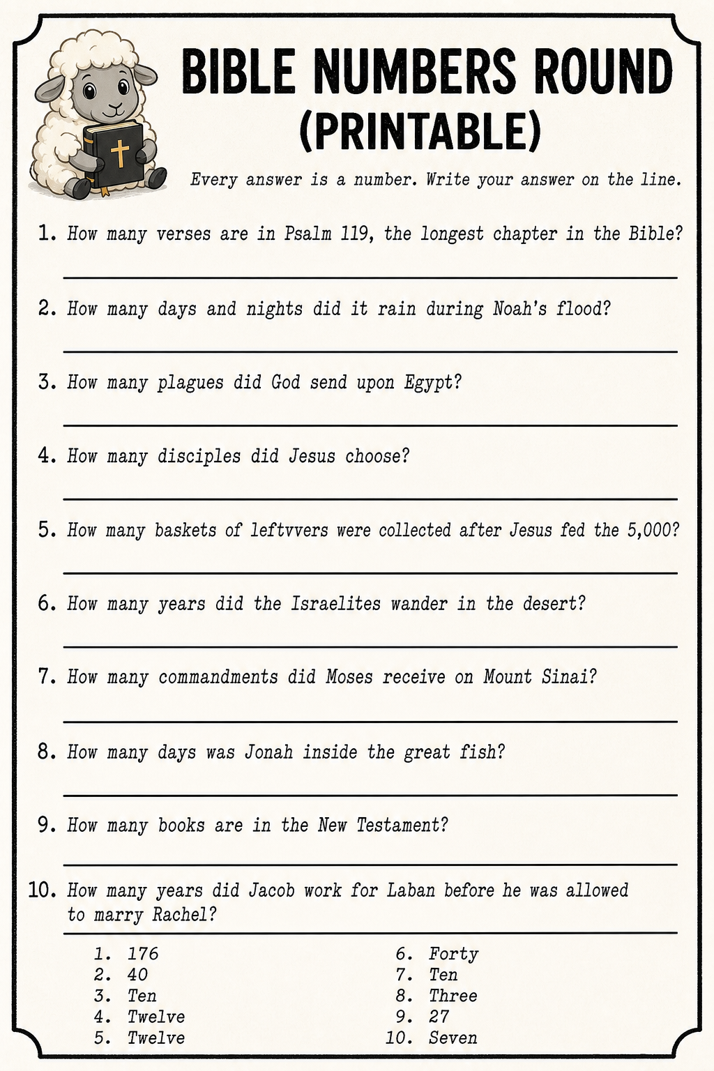 Bible Numbers Round (Printable) printable