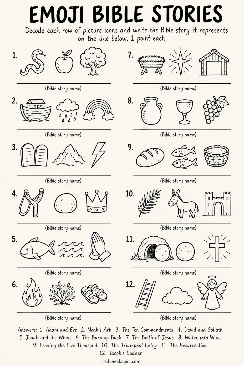 Emoji Bible Stories printable