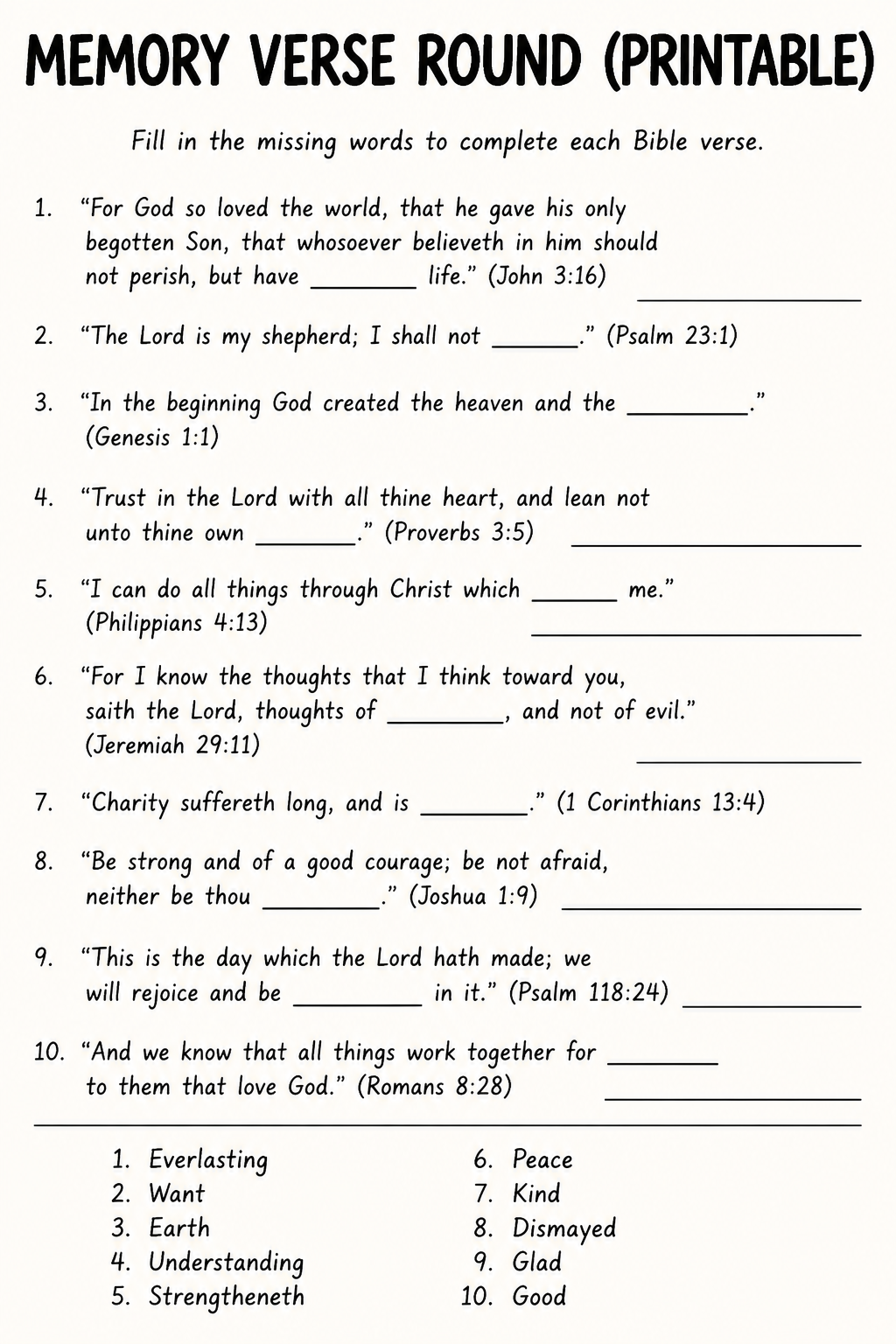 Memory Verse Round (Printable) printable