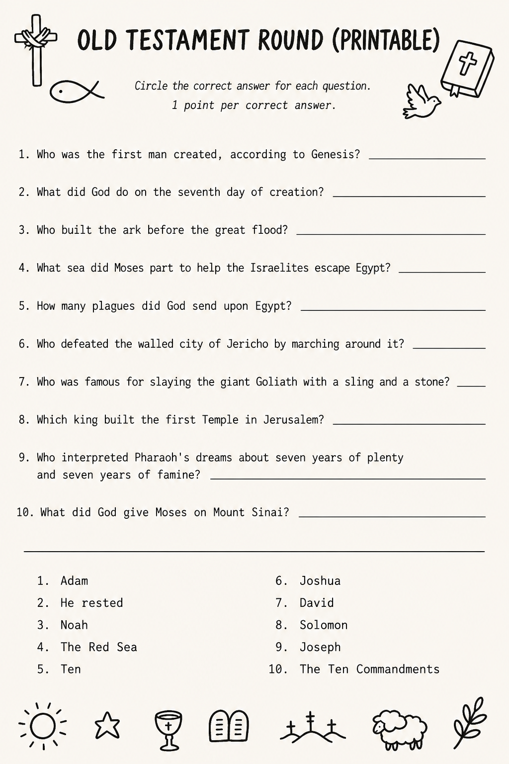Old Testament Round (Printable) printable