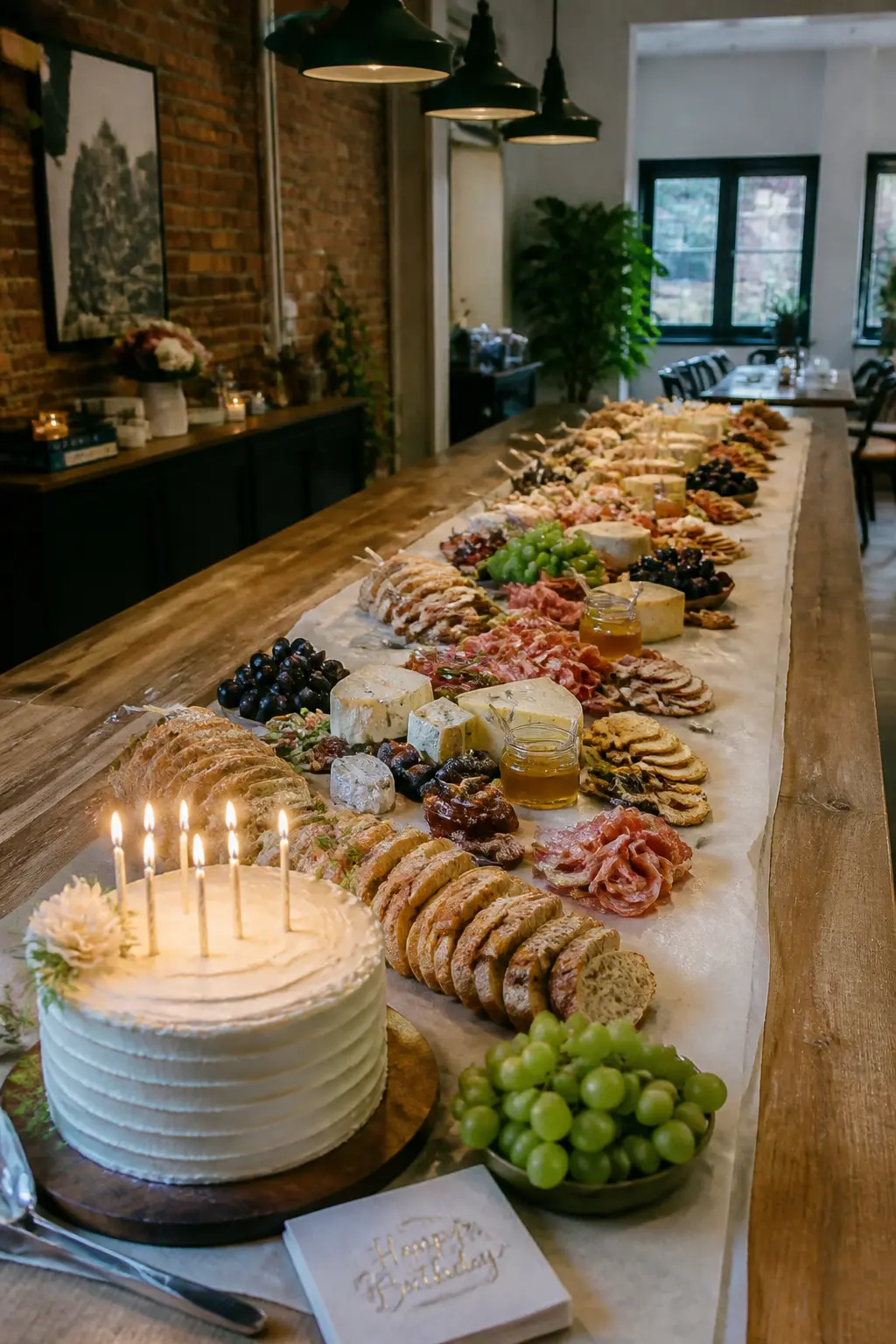 Cheese and Charcuterie Line Down the Table