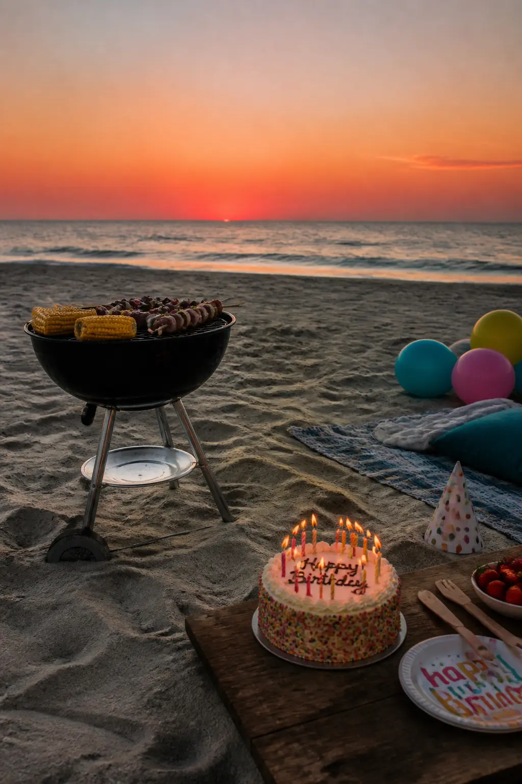 Beach Barbecue at Sunset