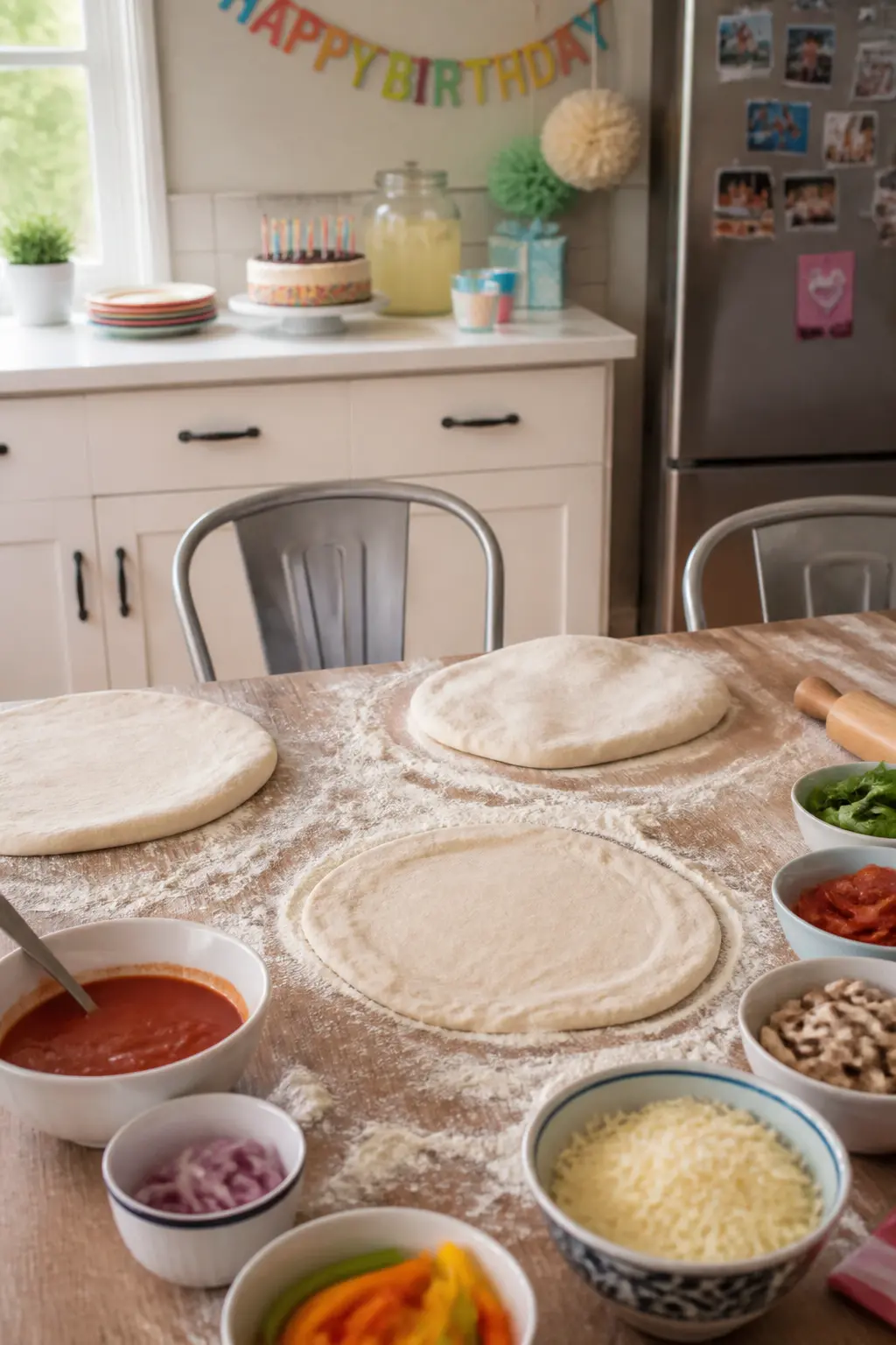 Pizza Made at the Kitchen Table
