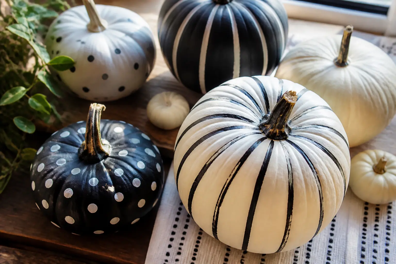 30 Black and White Painted Pumpkin Ideas That Work in Any Room