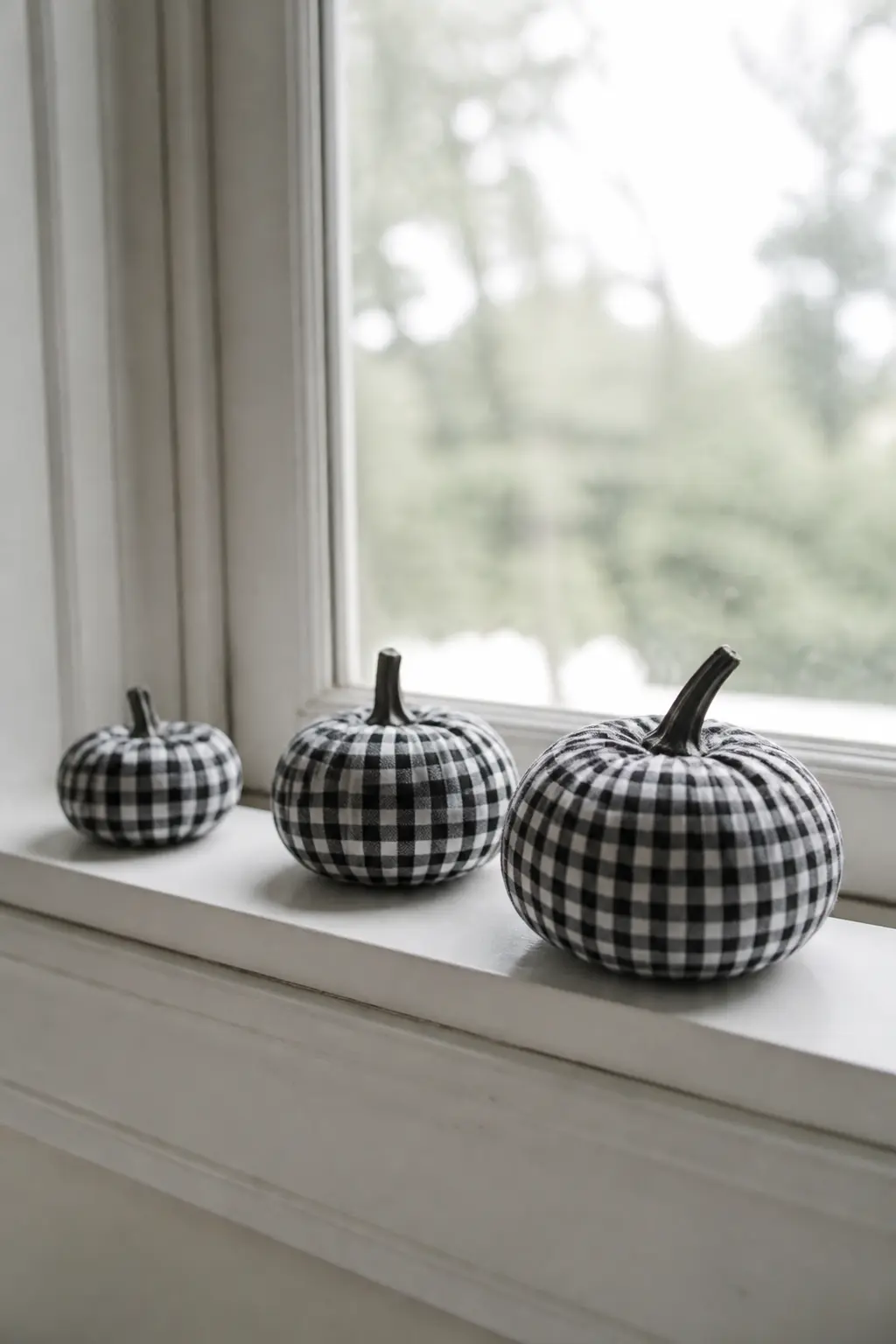 Fine Gingham on a Small Pumpkin — Gingham is the small-scale version of buffalo check, and it works best on a small pumpkin where the tight grid reads
