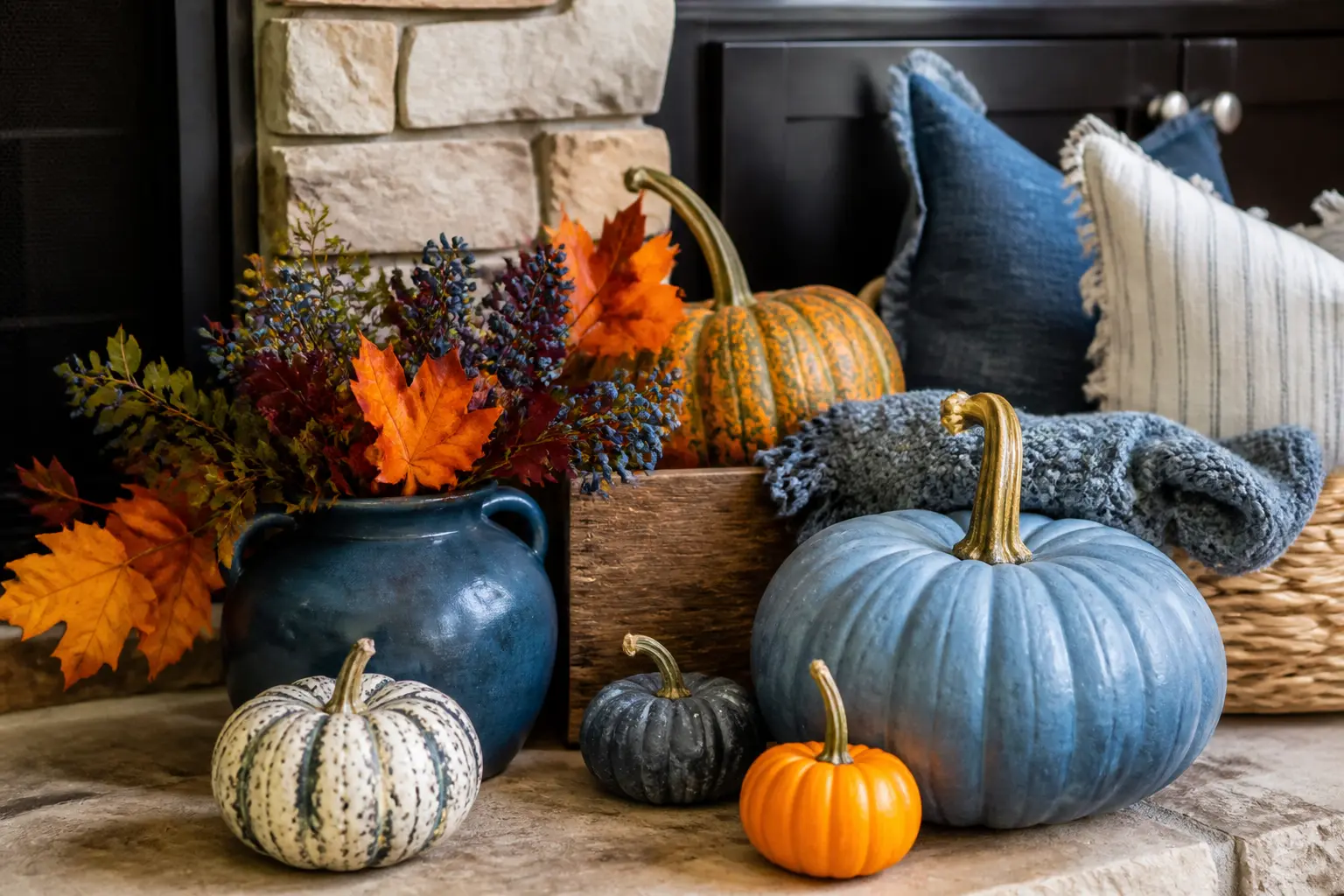 31 Blue and Orange Fall Decor Ideas for People Tired of All-Beige Autumn