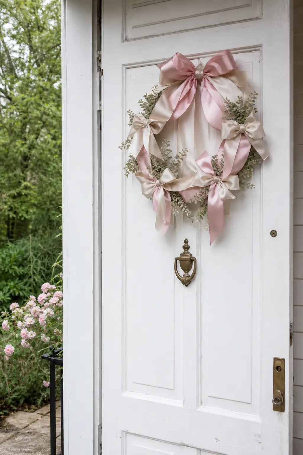 Bow-Shaped Wreath at the Entrance