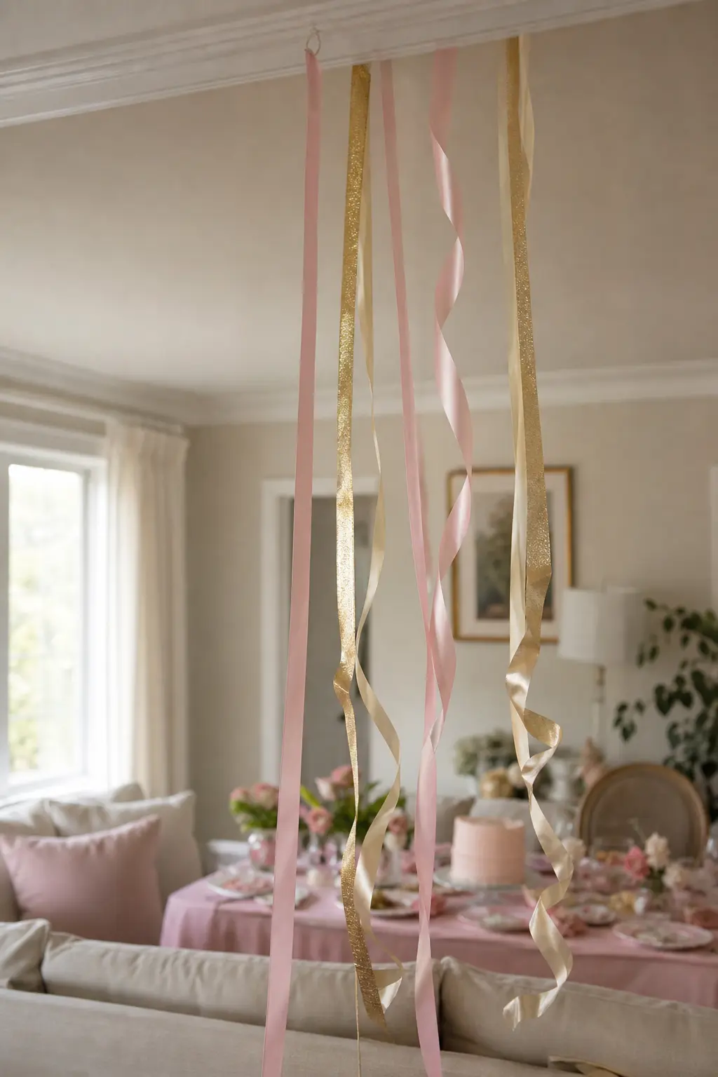 Ribbon Streamers Throughout the Room