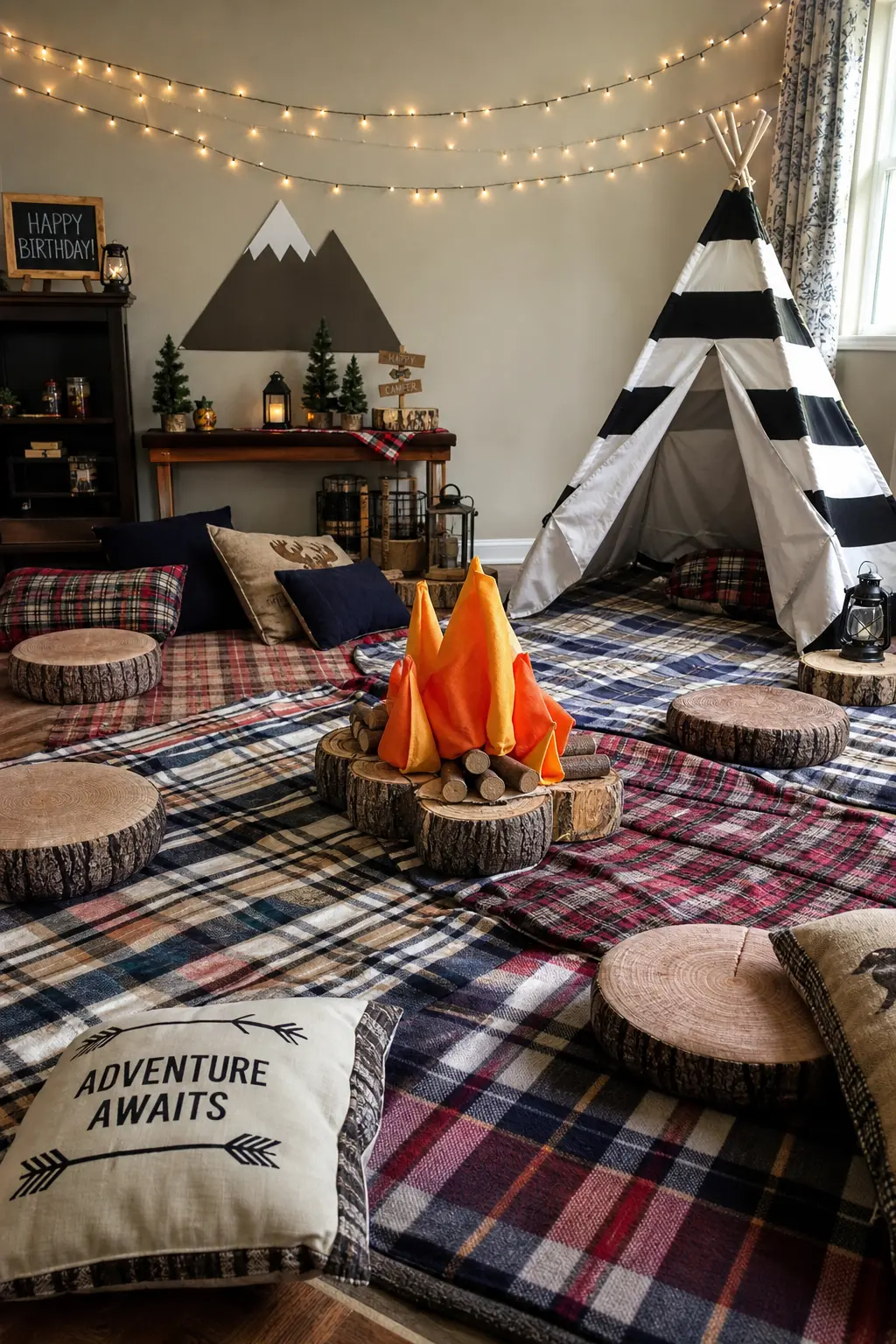 Camping and Campfire Indoors