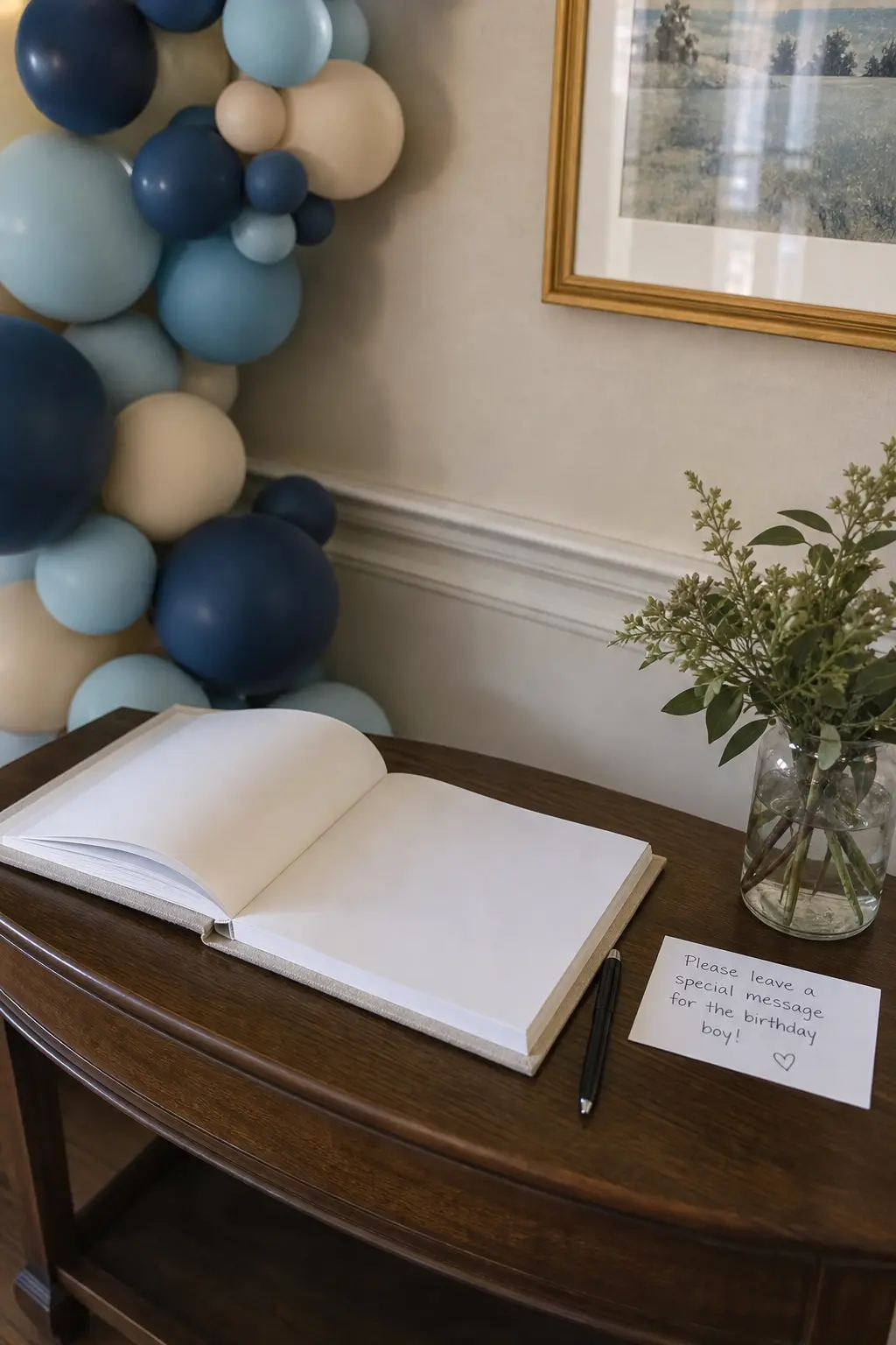 A First Birthday Guest Book Styled for Handwritten Notes to the Birthday Boy