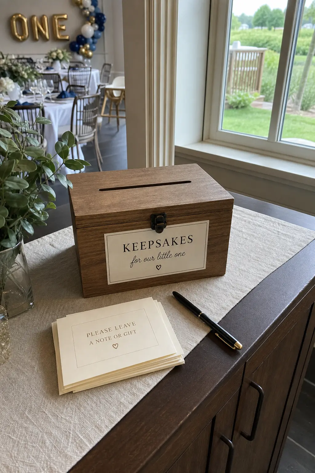 A Keepsake Box Started at the Party for Guests to Leave a Note or Small Gift Inside
