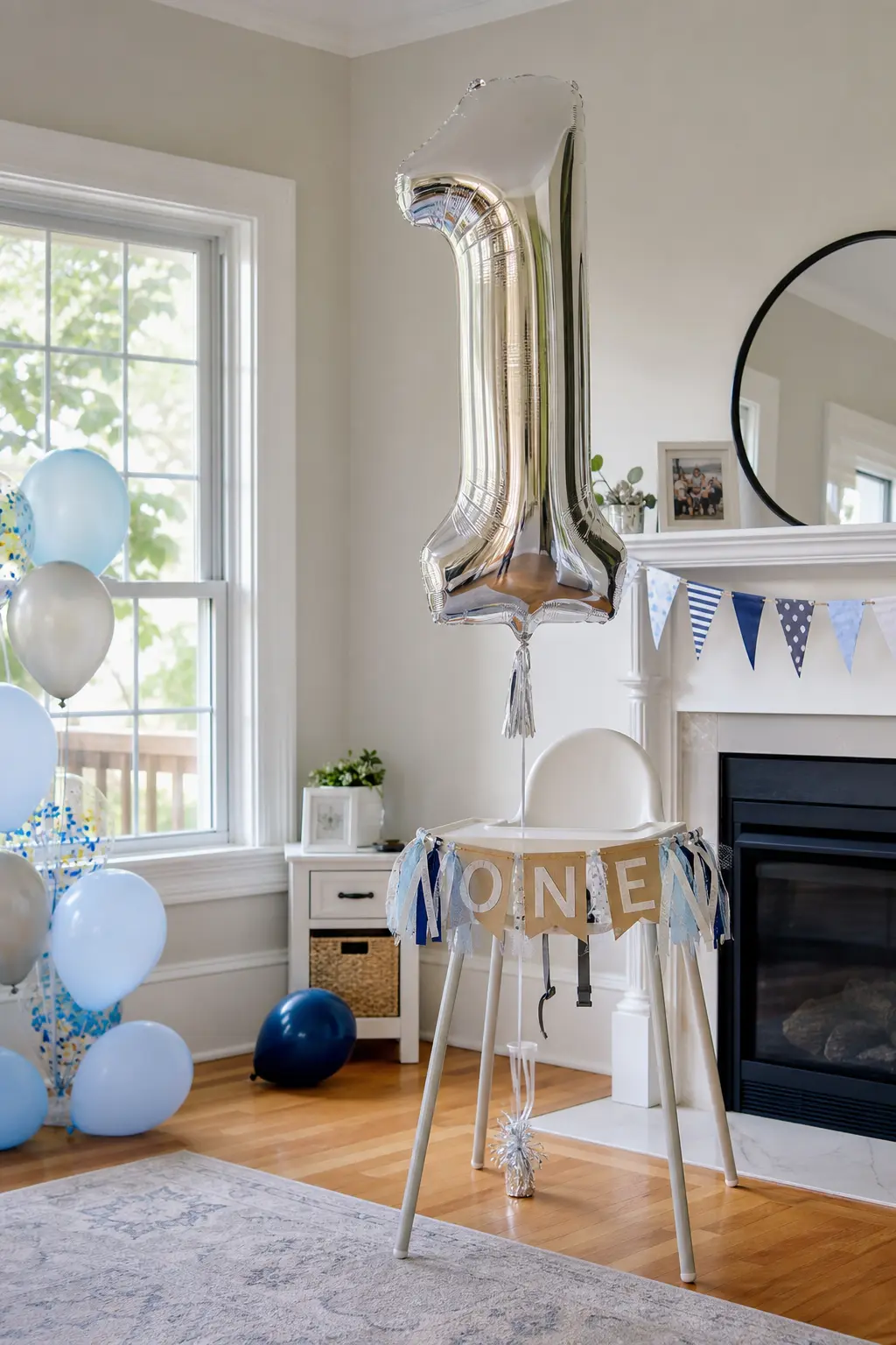 A "One" Balloon as the Party's Single Largest Decoration