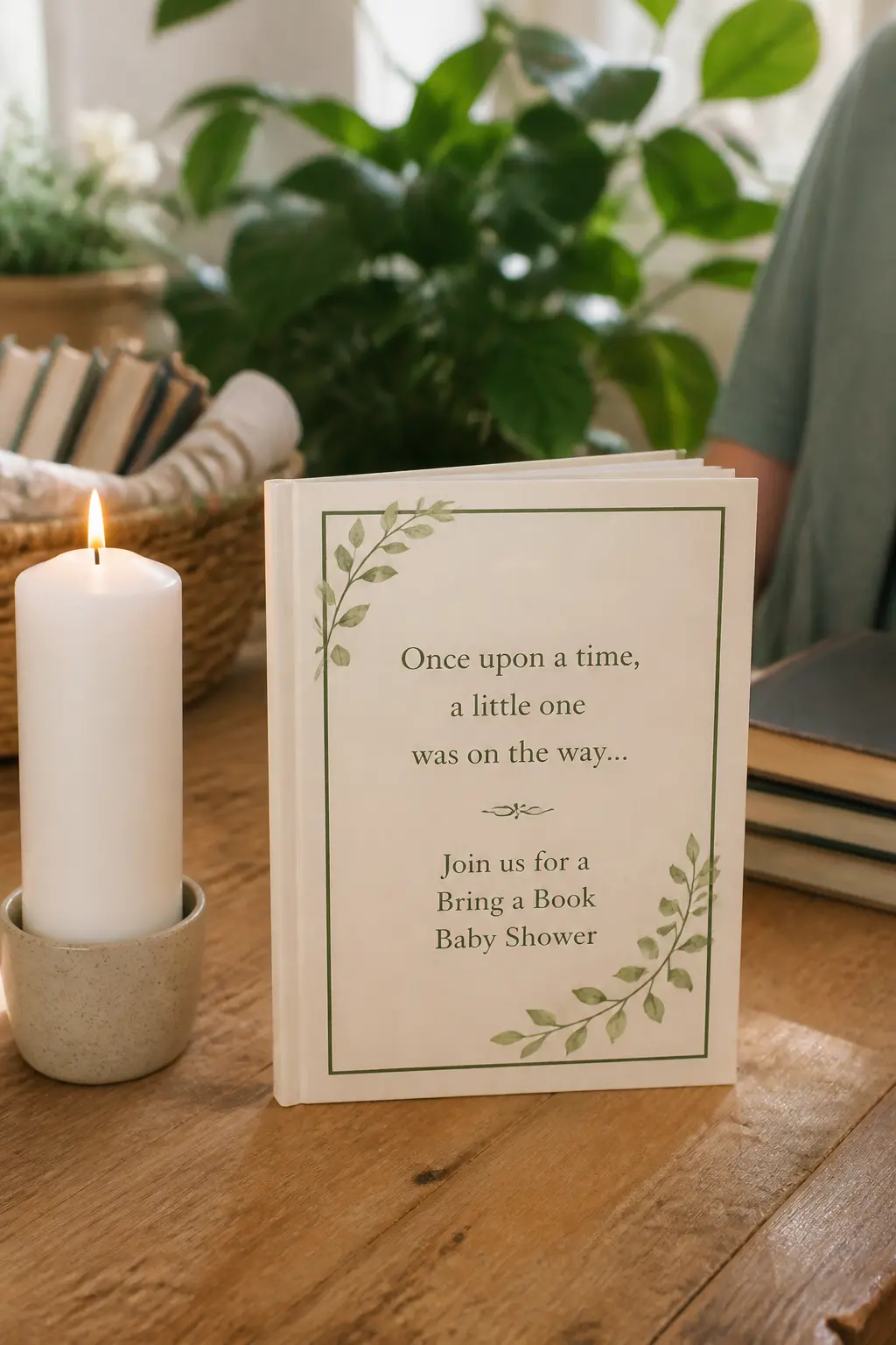 The Storybook Opening Wording — "Once upon a time, a little one is on the way. Bring a book baby shower ideas
