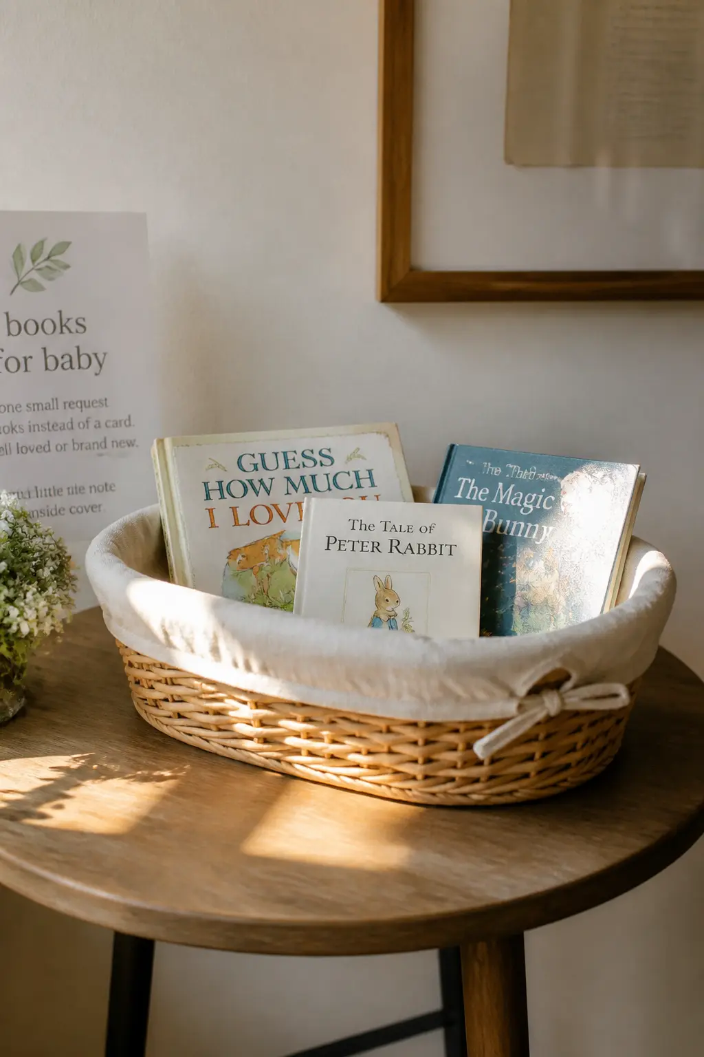 The Wicker Basket with Linen Lining — A wide, low-sided wicker basket with a linen lining is easy to source from any homewares aisle and takes up almost no