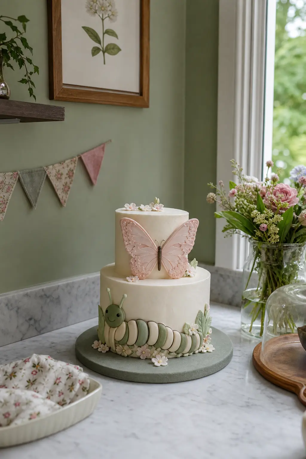 Caterpillar-to-Butterfly Cake