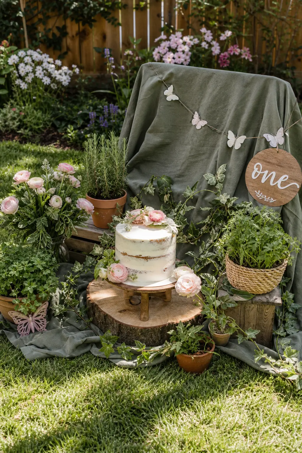 Garden Smash Cake Setup