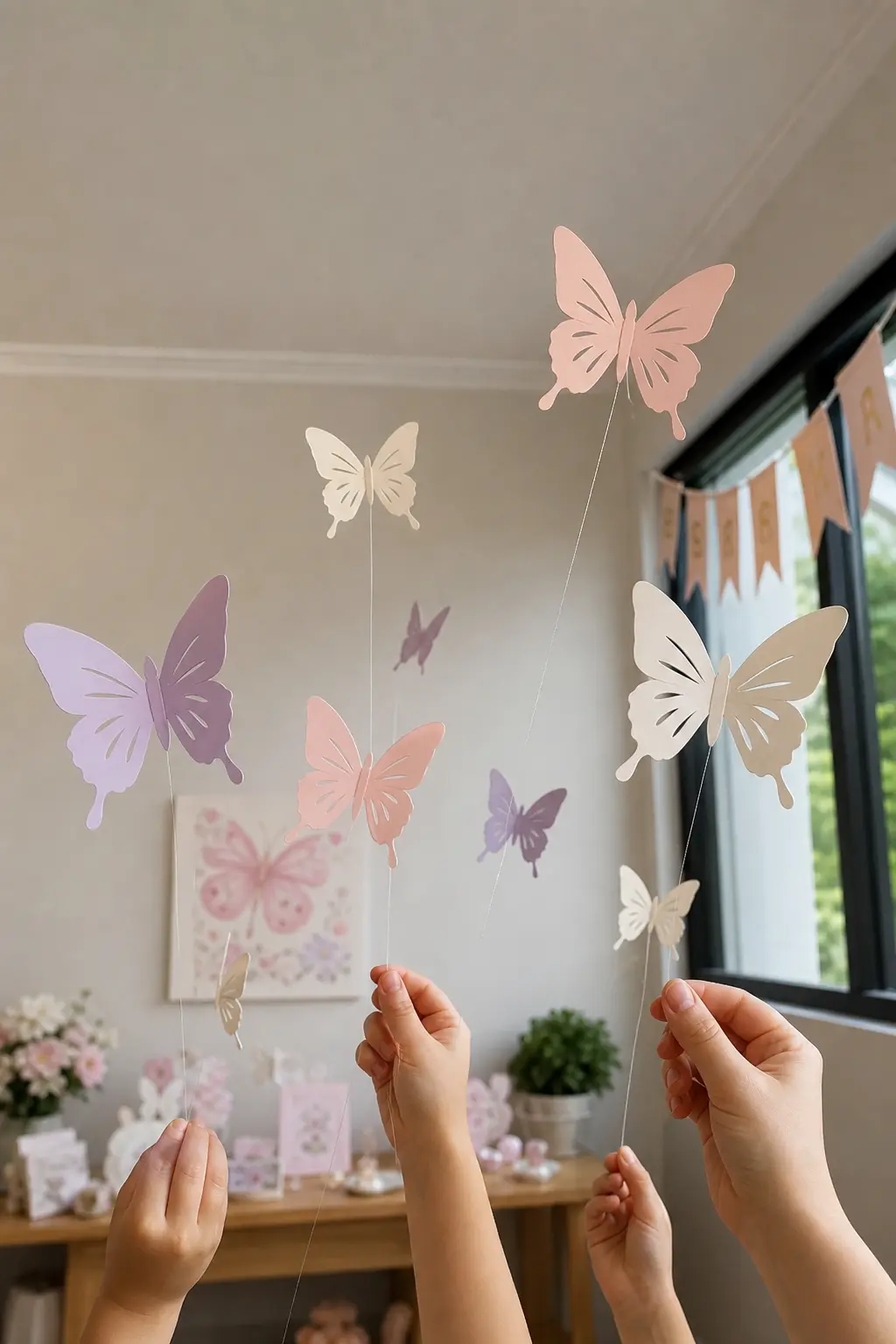 Paper Butterfly Release on Strings