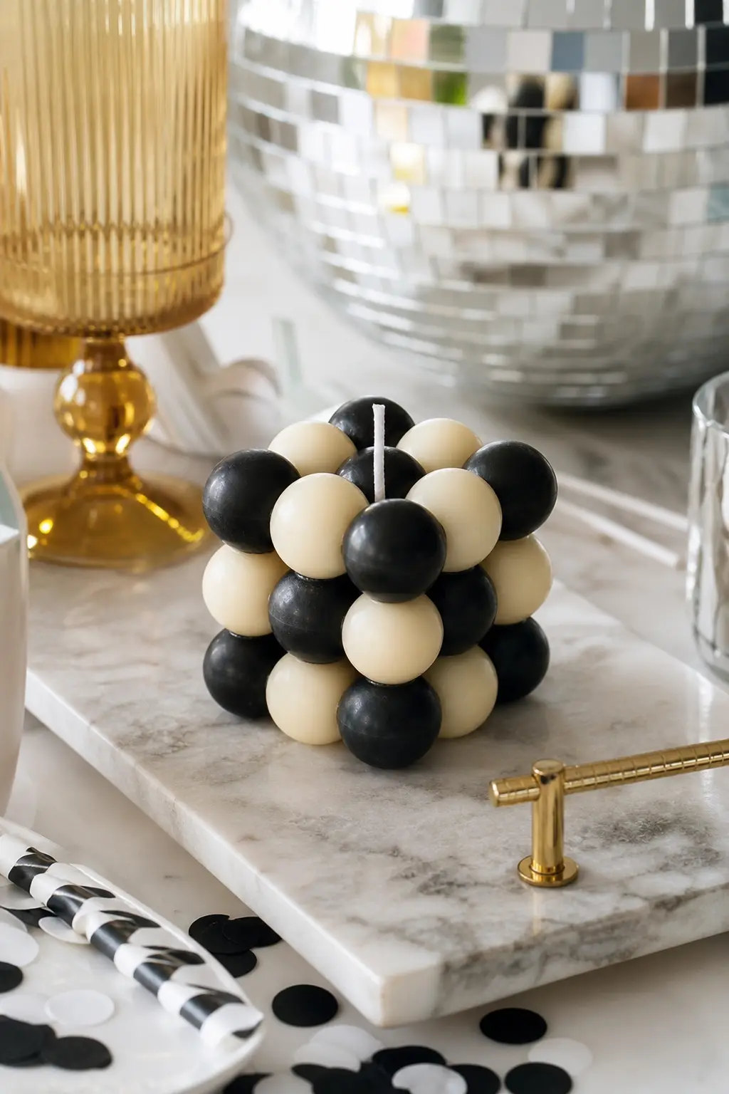 Two-Tone Checkerboard Bubble Cube — Black and cream in the same bubble cube, poured in alternating bubbles using a masking technique, is a genuinely advanced