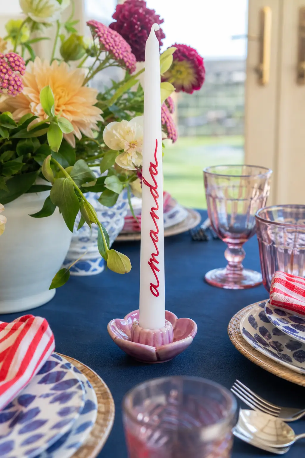 Hand Lettered Name Taper — Base candle: one white taper candle per order. Candle painting ideas