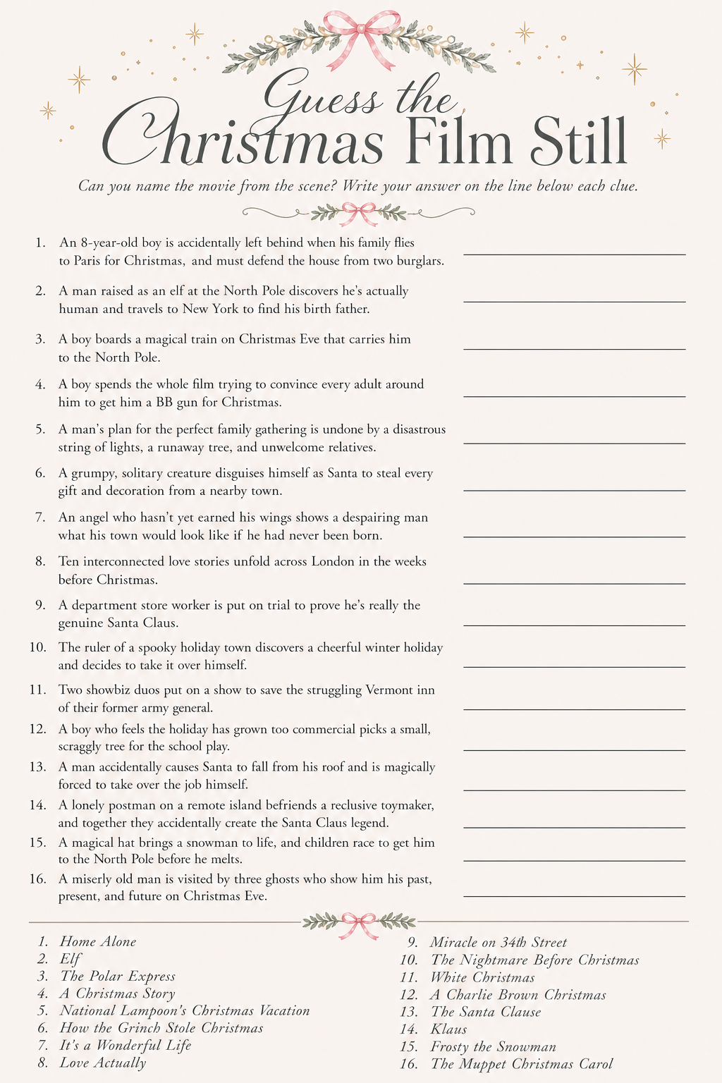 Guess the Christmas Film Still printable