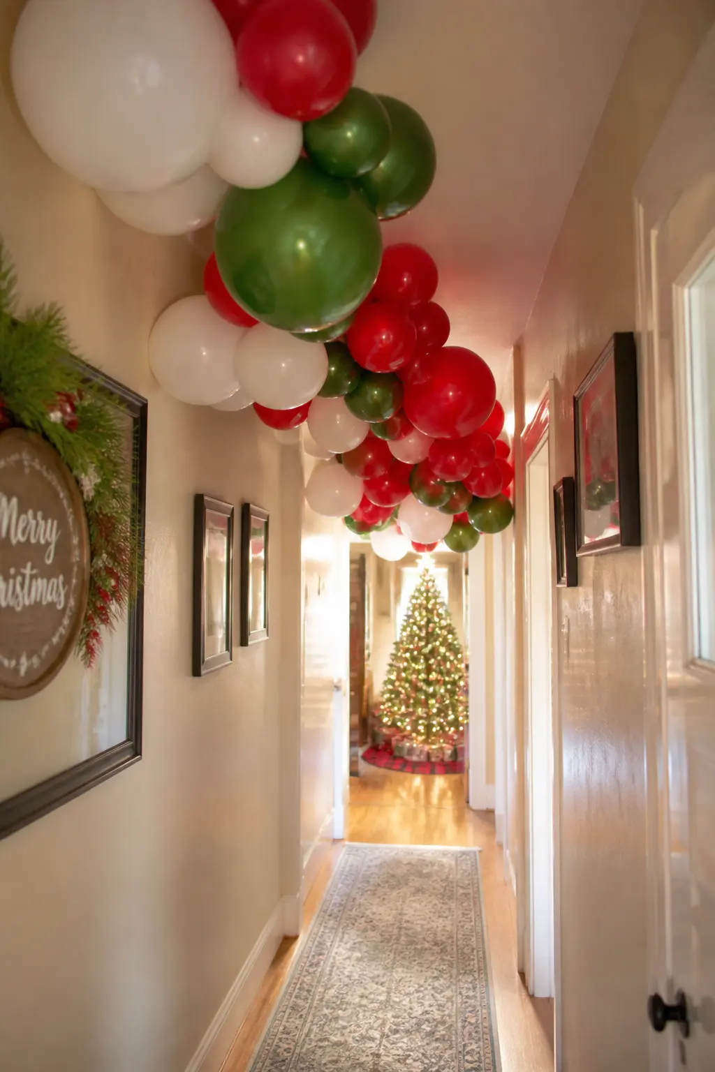 The Hallway Floating-Ceiling Arch — In a straight hallway with a low ceiling, an arch is built along the ceiling line rather than wall to wall at head height.