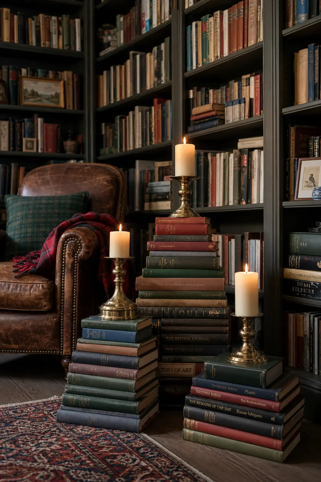 Candles Raised on Stacked Books