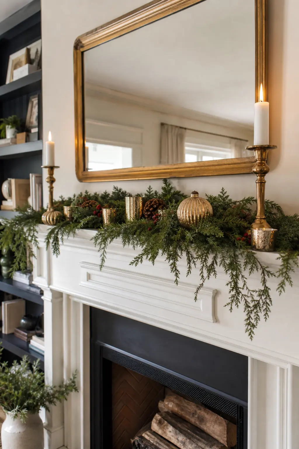 Greenery Pinned Back From the Candle by a Hand's Width